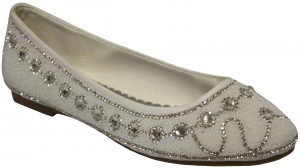 GIRLS FLAT SHOES & RHINESTONES AROUND (WHITE)